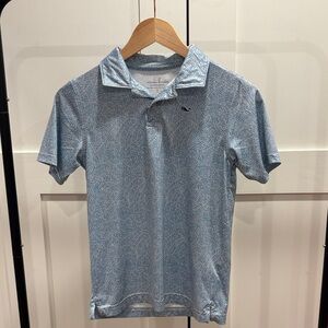 Boy’s Vineyard Vines Sky Blue Leaf-Pattern Polo